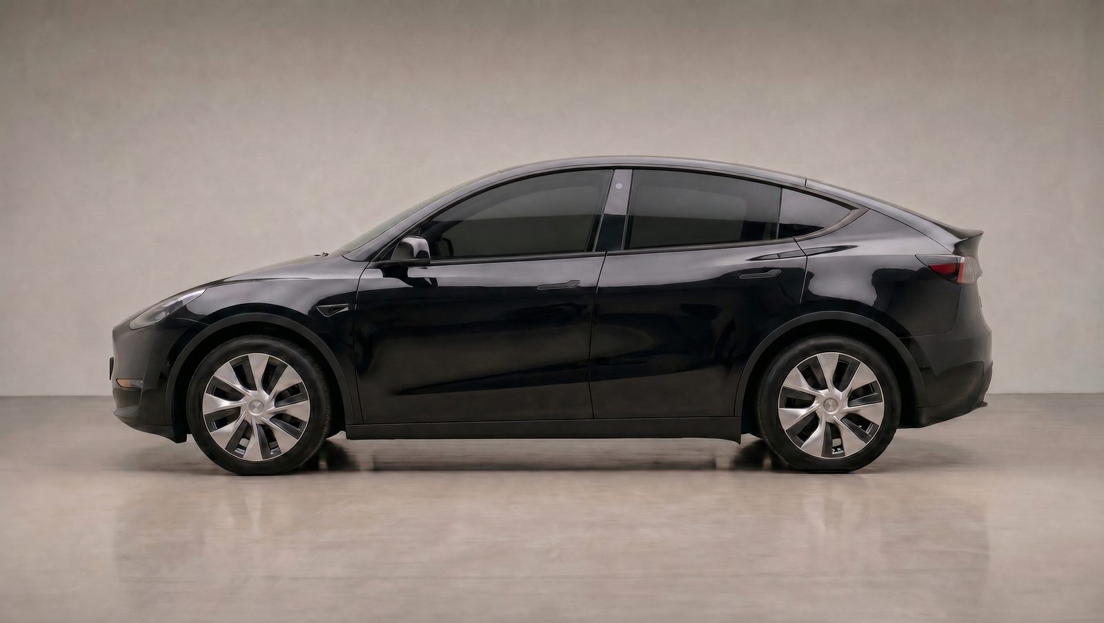 Tesla with a dark window tint shade